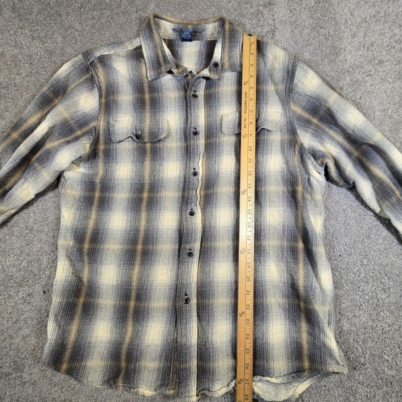 Tailor Vintage Reversible Flannel Shirt Mens Large Gray Green/Blue Plaid Stripes - Picture 5 of 9